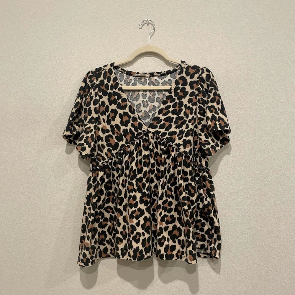 EESome Leopard Print Baby Doll Top